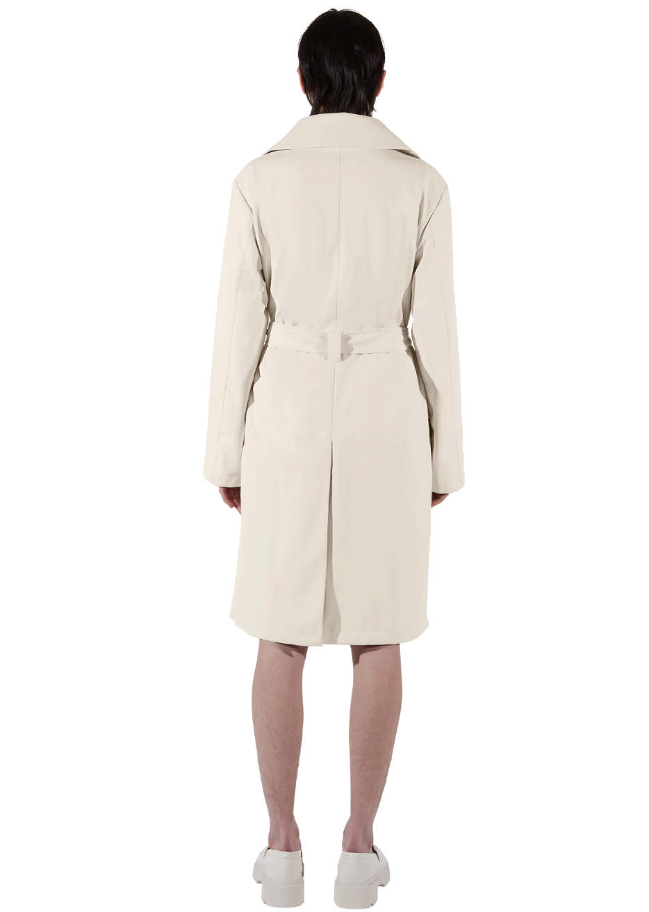 Frankie Trench Champagne White Back View Ethical Vegan Leather