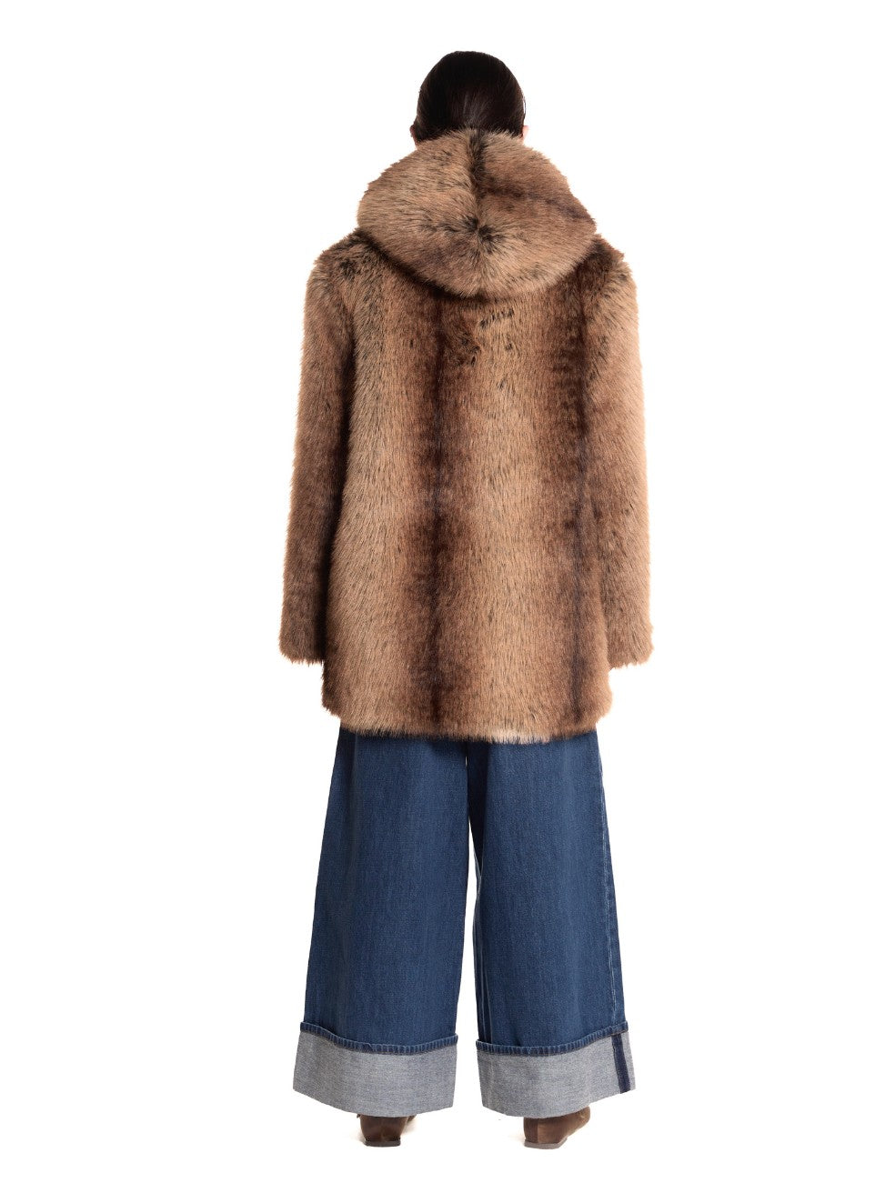 Lynx Wynn Animal-Free Fur Coat - Back View On Model