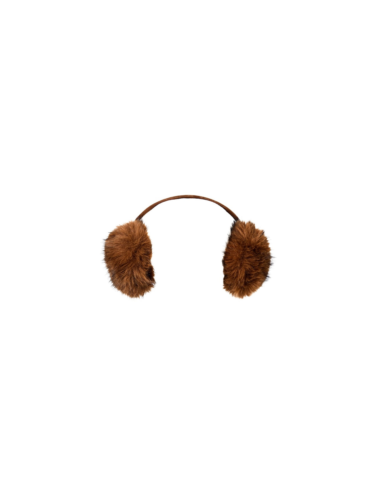 Grizzly brown faux fur earmuffs crafted from premium cruelty-free materials.