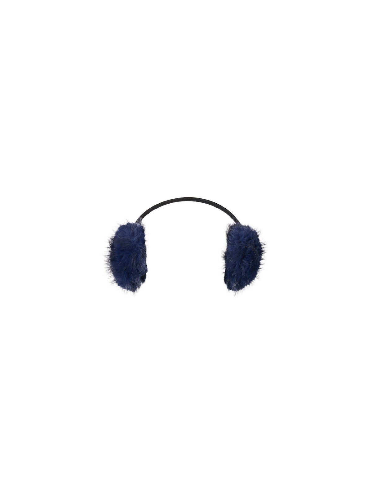 Sapphire blue faux fur earmuffs crafted from premium cruelty-free materials.